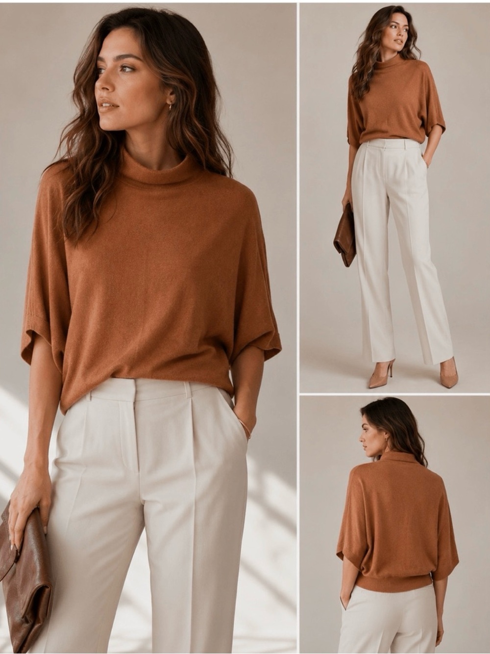 The Reset R Label Funnel Neck Dolman Sweater in Peachy Cinnamon Sz S/M B136